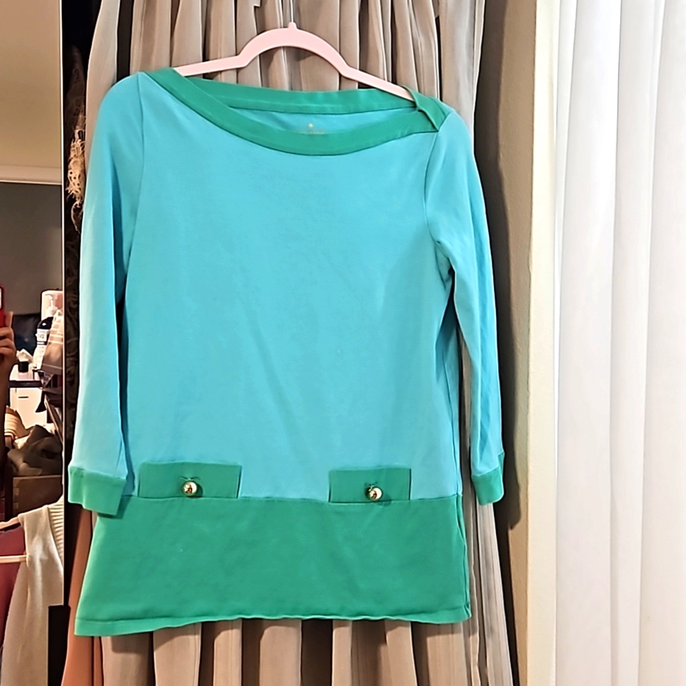 Green katespade bow neck shirt